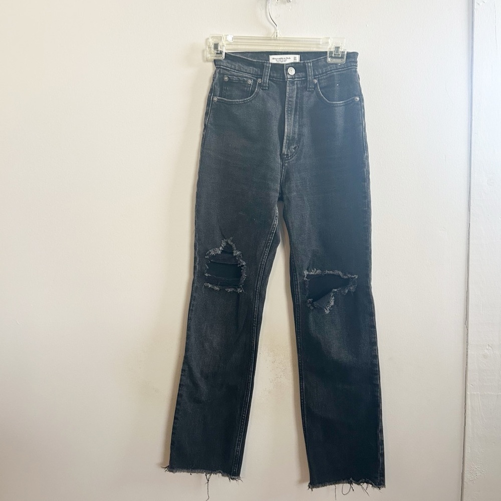 Abercrombie ankle straight high waisted distressed jeans 24 00